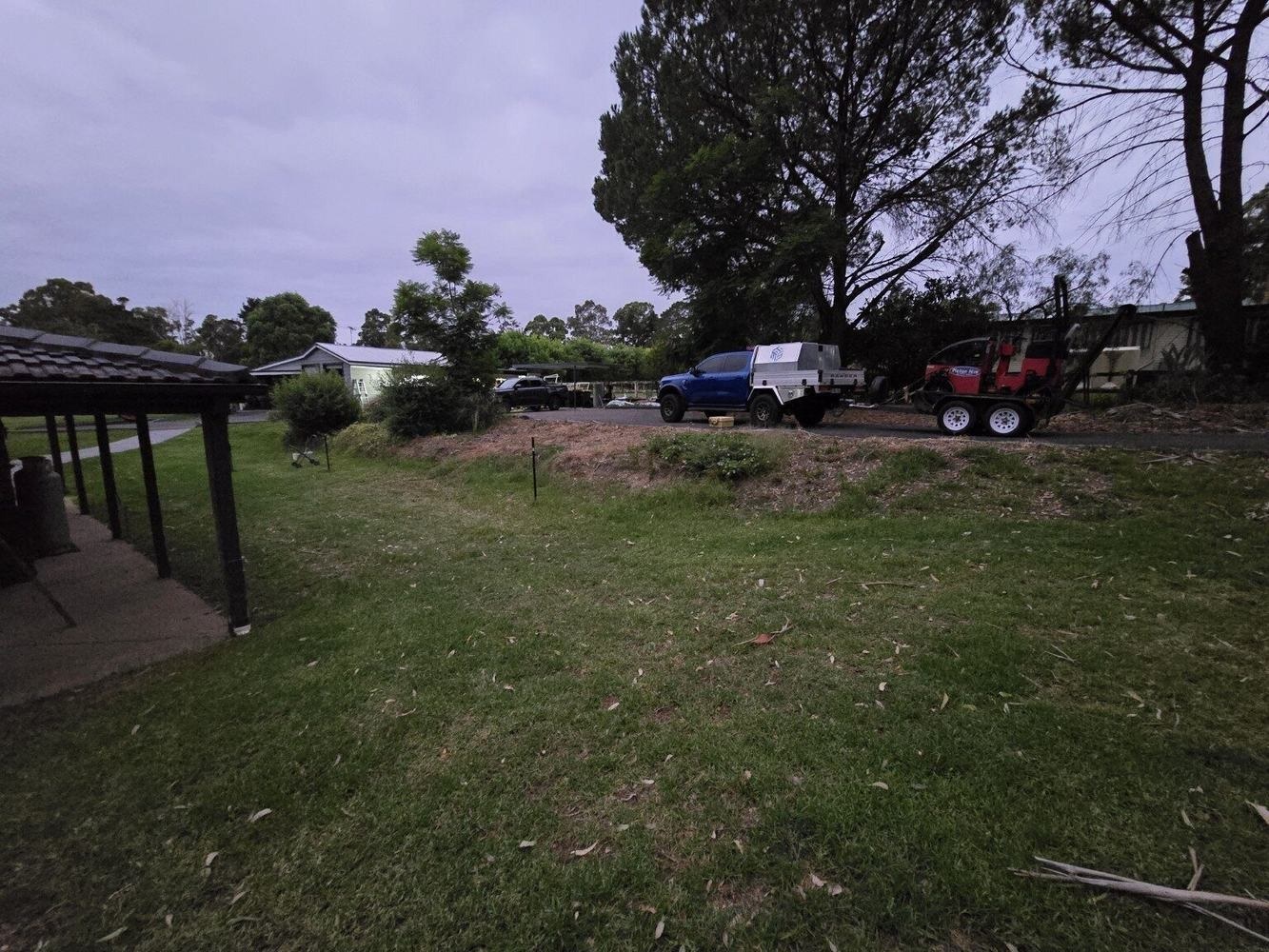 Original lawn and driveway levels before construction