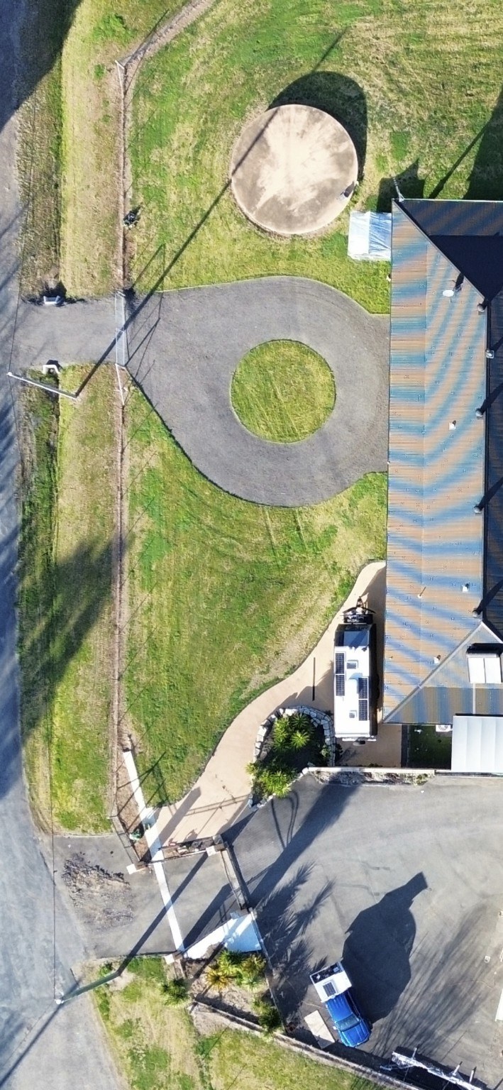 Small recycled-asphalt turning circle, gate and culvert