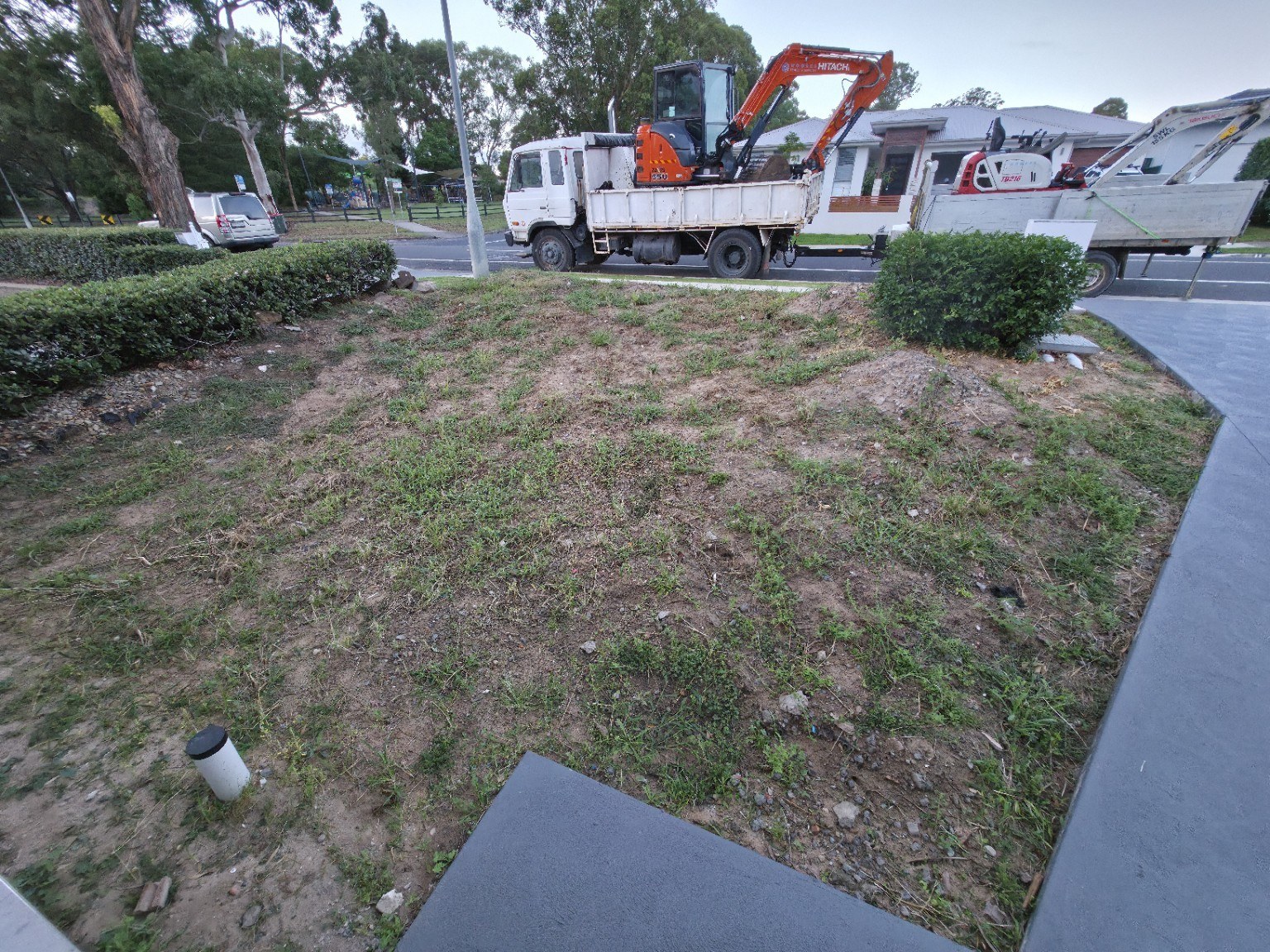 Front landscape before sandstone construction