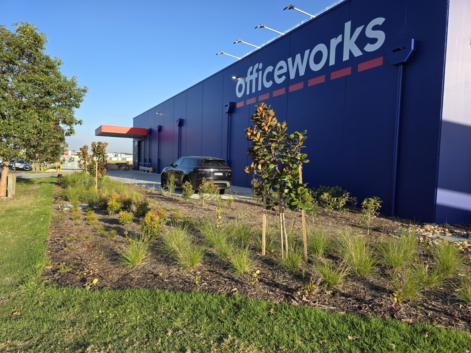 Completed Officeworks side landscaping